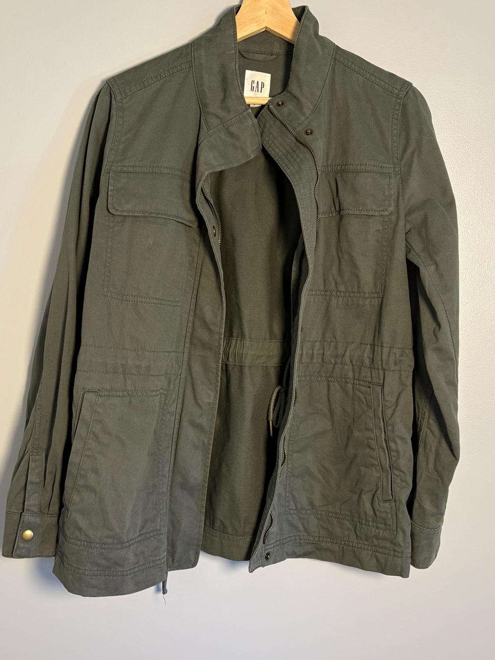 GAP Olive Green Utility Military Jacket with Drawstring Waist size small